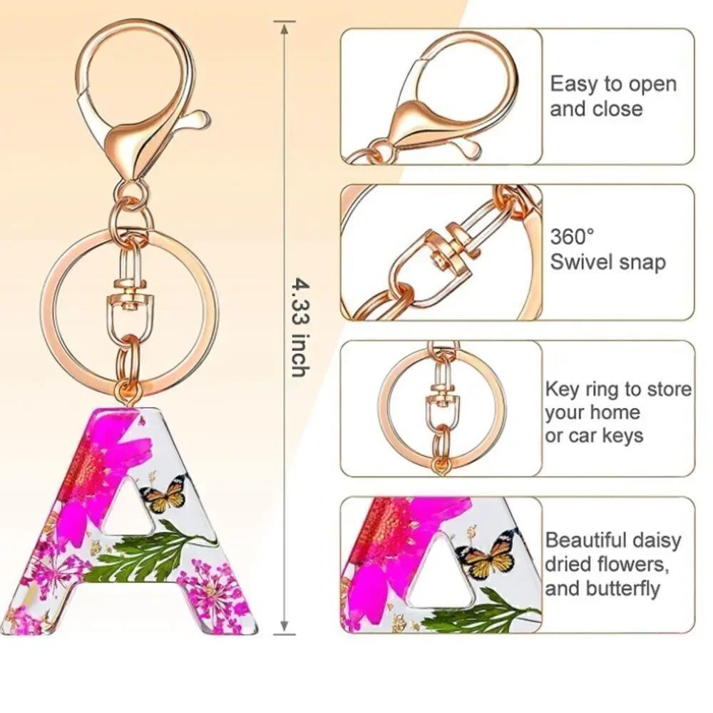 Initials Floral Keychain    - Picture 2 of 6